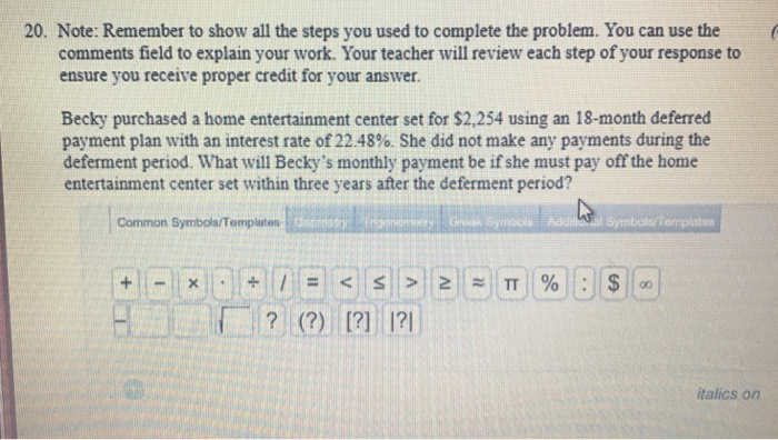 Solved 20. Note: Remember to show all the steps you used to | Chegg.com