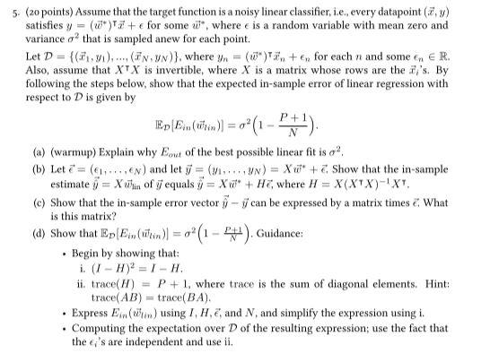 Solved (20 points) Assume that the target function is a | Chegg.com