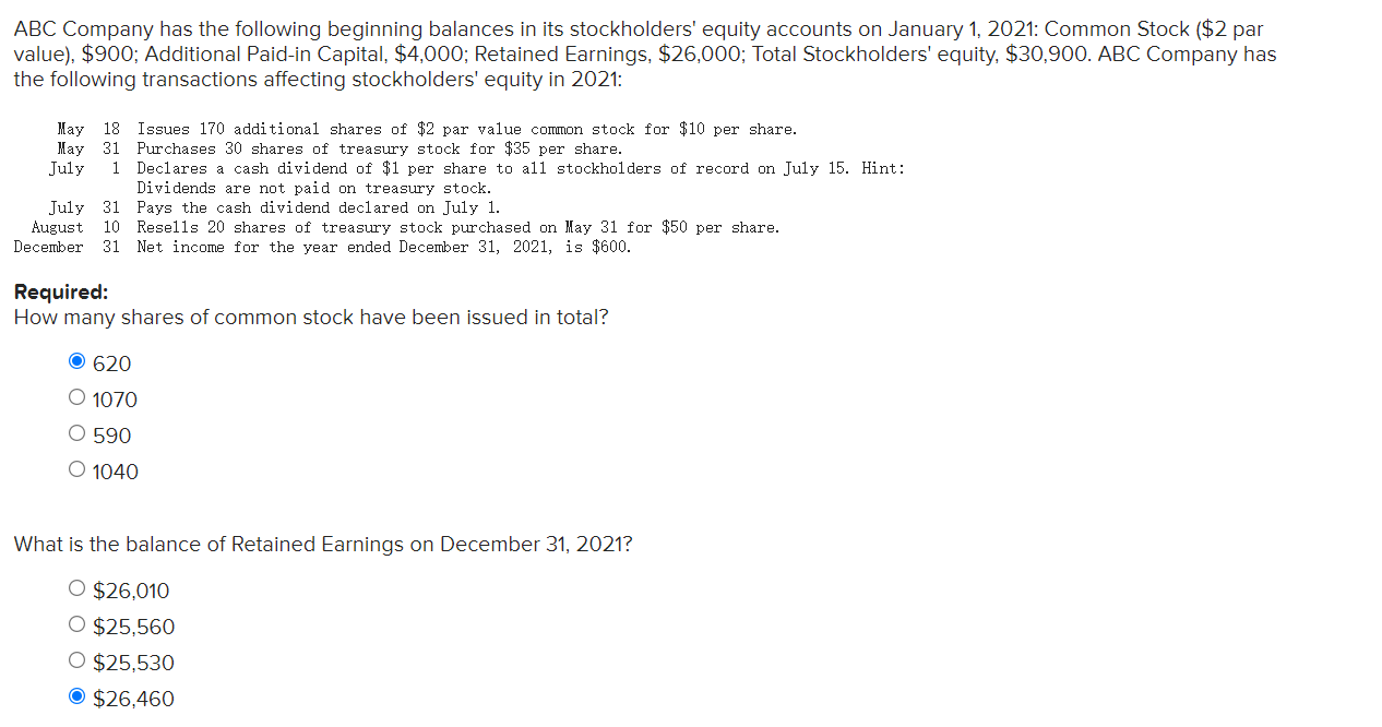 Solved ABC Company has the following beginning balances in | Chegg.com