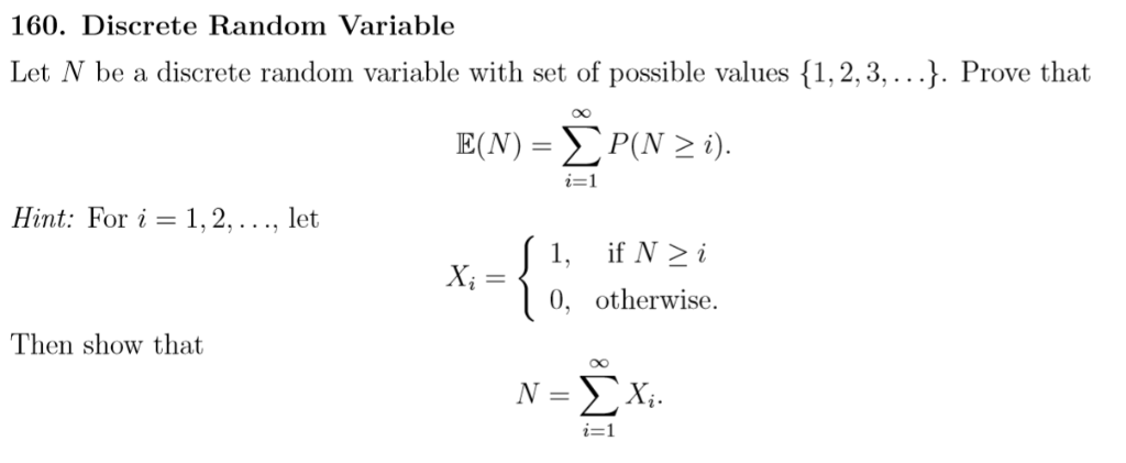 Solved 160. Discrete Random Variable Let N be a discrete | Chegg.com