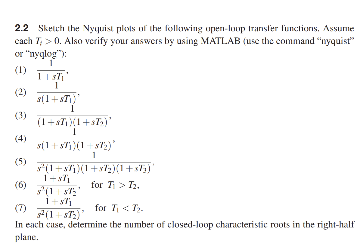 Solved 2.2 Sketch The Nyquist Plots Of The Following | Chegg.com