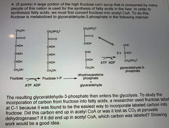 Solved 4. (8 points) A large portion of the high fructose
