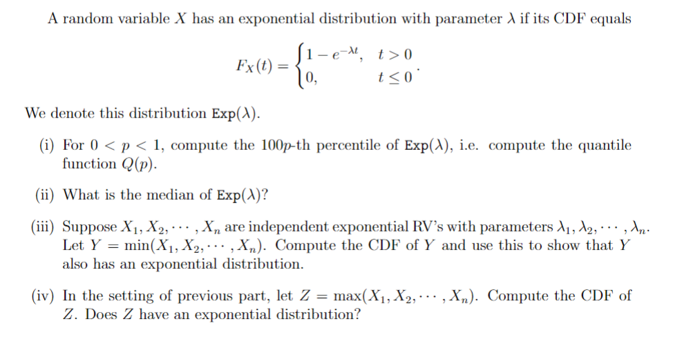 Solved A random variable X has an exponential distribution | Chegg.com