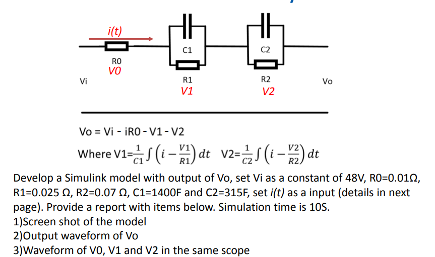 Solved Vo=Vi−iR0−V1−V2 Where V1=C11∫(i−R1V1)dt | Chegg.com