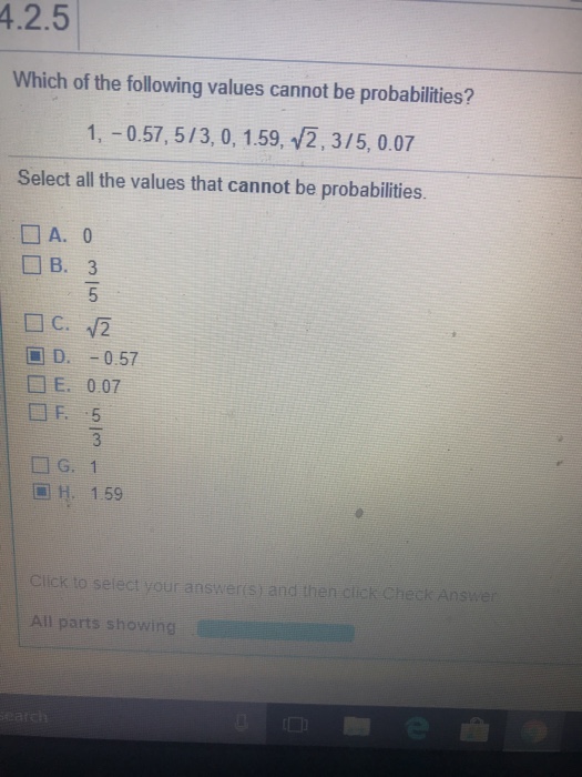 which of the following values cannot be probabilities