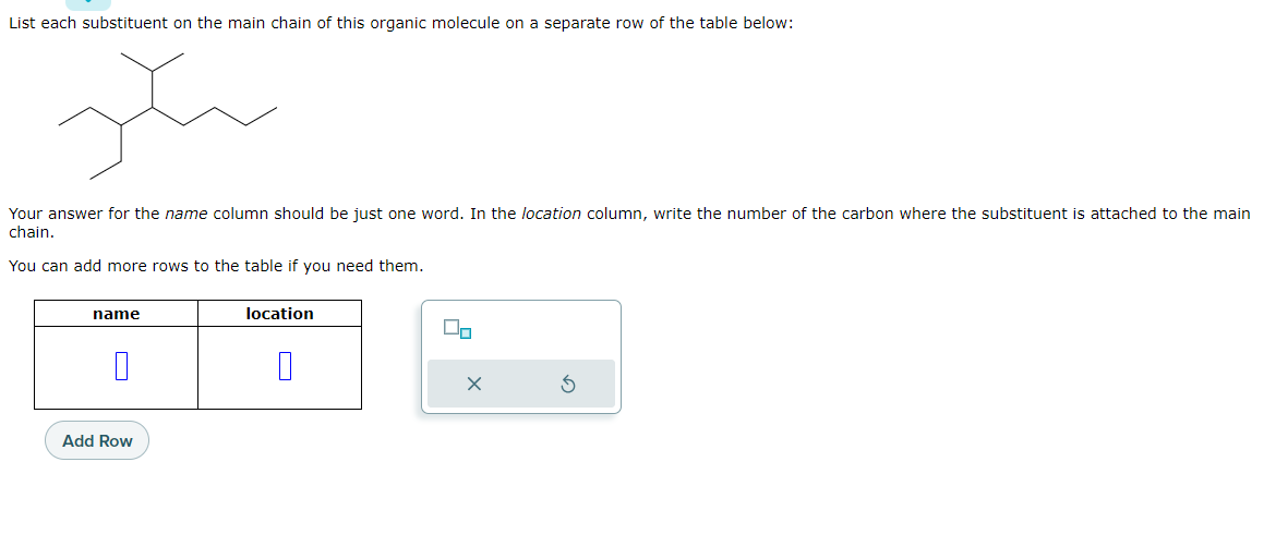 Solved List each substituent on the main chain of this | Chegg.com
