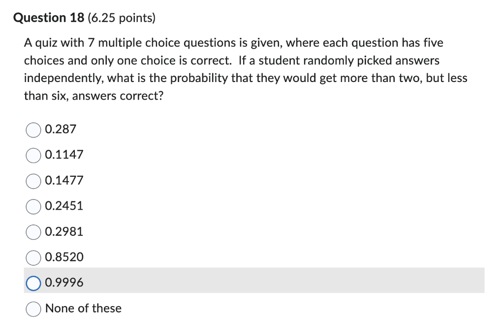 Solved A Quiz With 7 Multiple Choice Questions Is Given, | Chegg.com