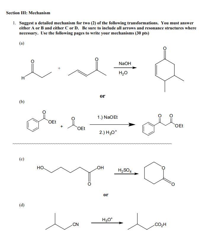 Solved 1. Suggest A Detailed Mechanism For Two (2) Of The | Chegg.com ...