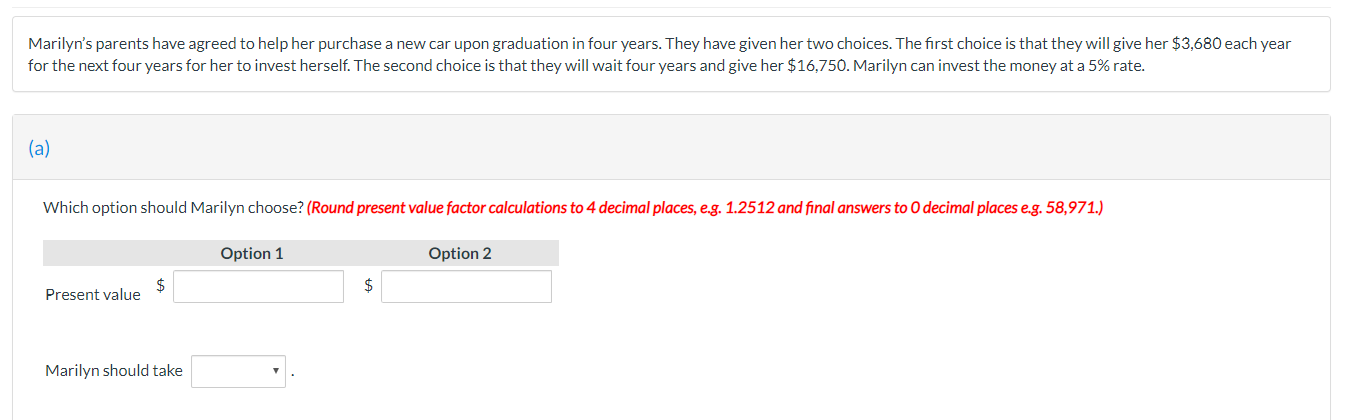 Solved Marilyn's Parents Have Agreed To Help Her Purchase A | Chegg.com