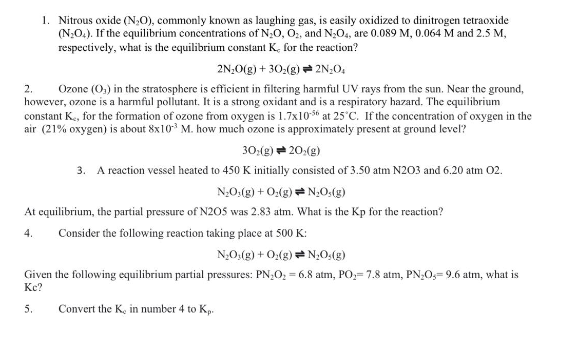 Solved 1. Nitrous oxide (N2O), commonly known as laughing | Chegg.com