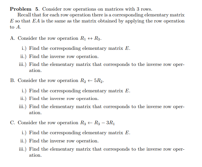 matrices and row operations assignment quizlet