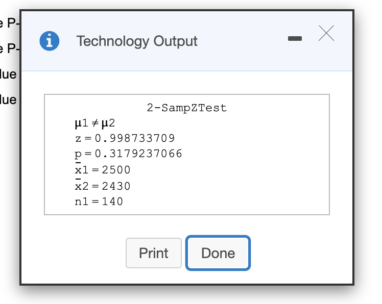 Solved op Use the technology display to make a decision to | Chegg.com