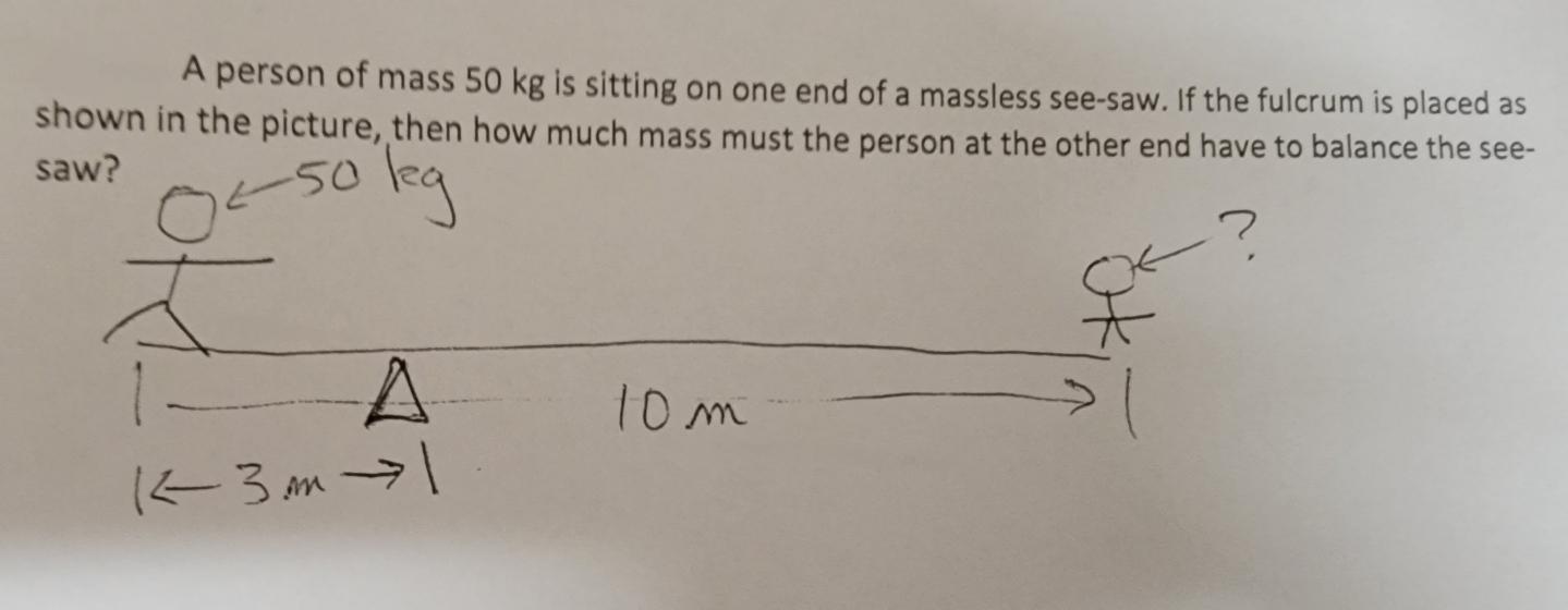 Solved A person of mass 50 kg is sitting on one end of a | Chegg.com