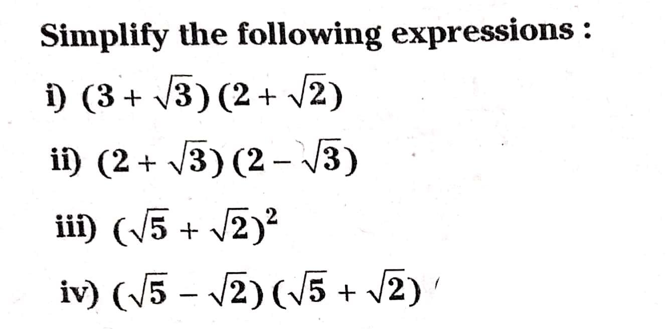 Solved Simplify the following expressions : i) (3 + 3) (2 + | Chegg.com