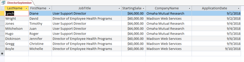 Solved In Design View Of The DirectorSeptember Query Chegg