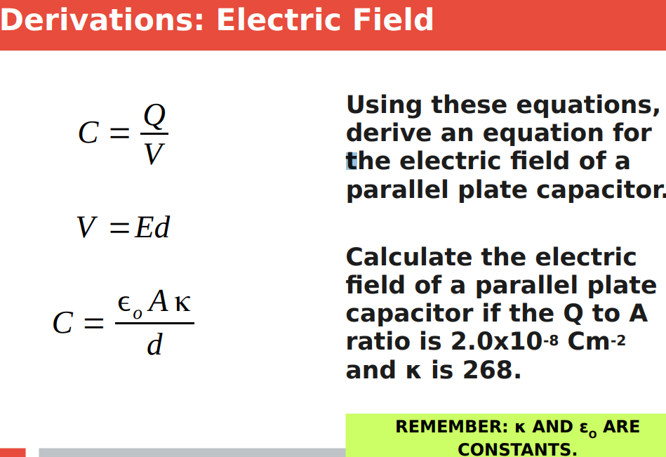 Solved Derivations Electric Field C 10 Using These Chegg Com