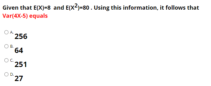 Solved Given that E(X)=8 and E(x2)=80. Using this | Chegg.com