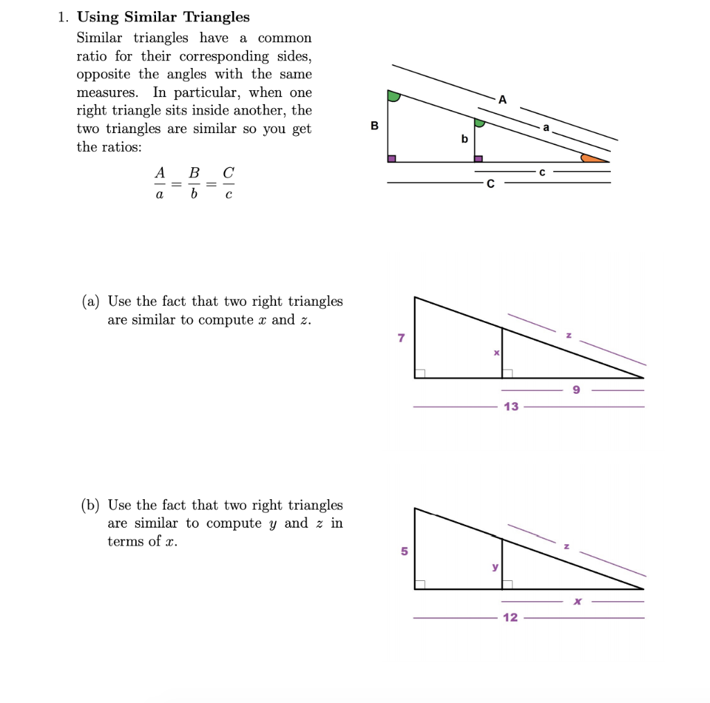 Solved 1 Using Similar Triangles Similar Triangles Have A 7861