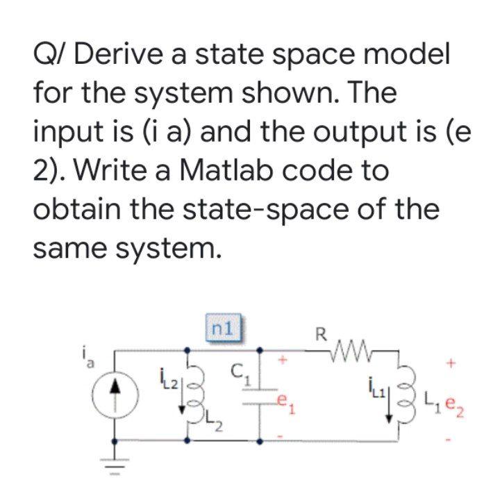 Solved Q/Derive a state space model for the system shown. | Chegg.com