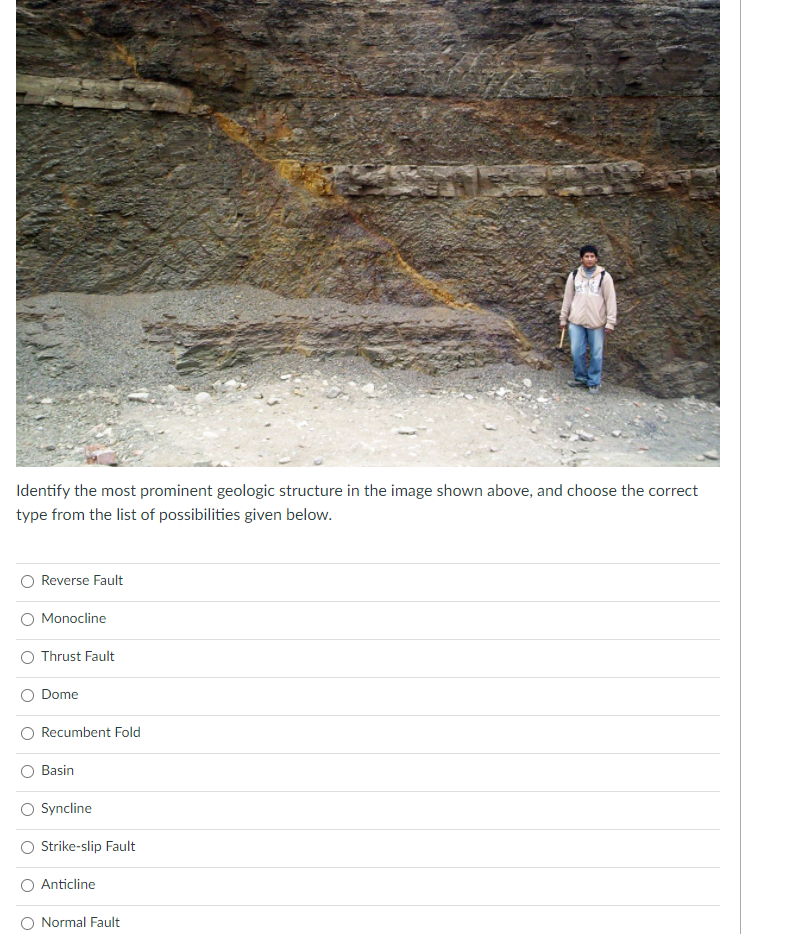 Solved Identify the most prominent geologic structure in the | Chegg.com