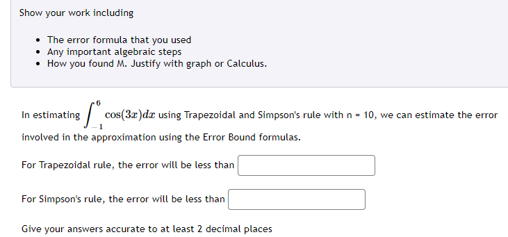 Solved Show your work including • The error formula that you | Chegg.com