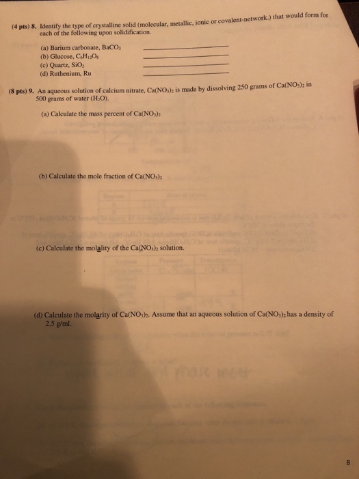 Solved (4 pts) 8. Identify the type of crystalline solid | Chegg.com