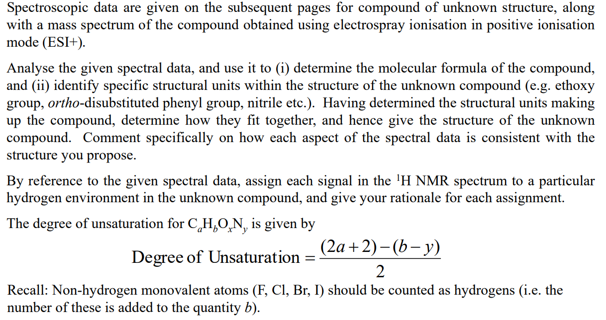 Solved Spectroscopic data are given on the subsequent pages | Chegg.com