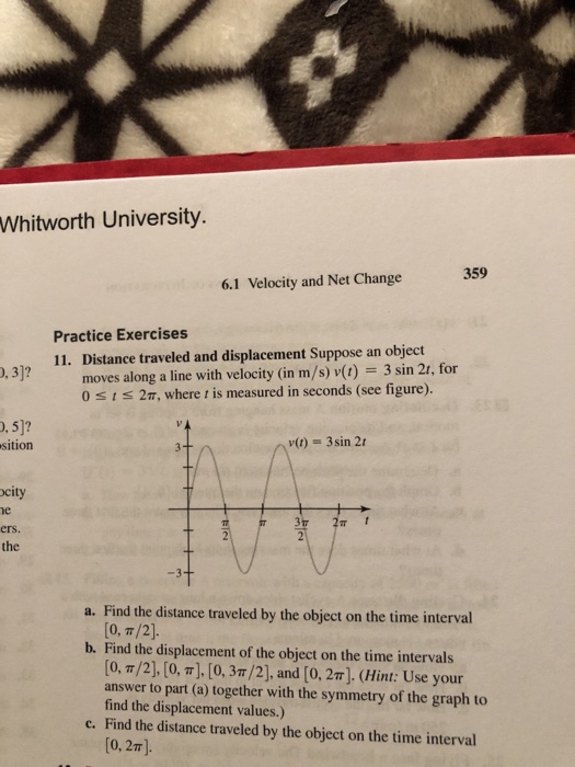 Solved Whitworth University. 359 6.1 Velocity and Net Change