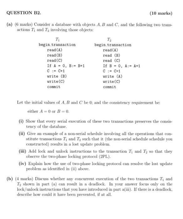 Solved QUESTION B2. (10 Marks) (a) (6 Marks) Consider A | Chegg.com