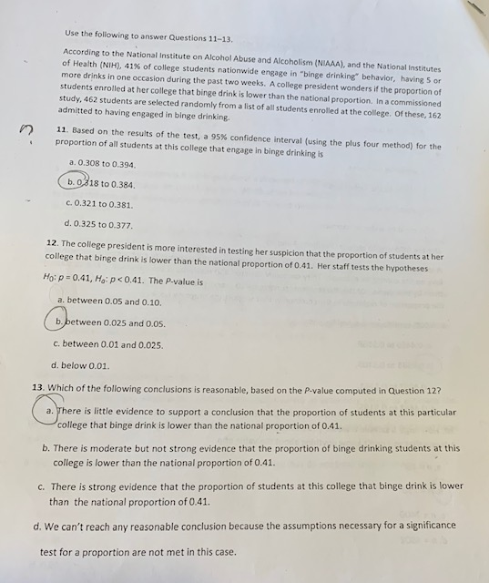Solved Use the following to answer Questions 11-13. | Chegg.com