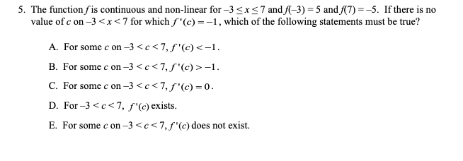 Solved 5. The function f is continuous and non-linear for | Chegg.com