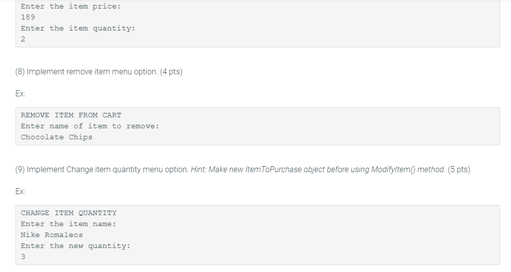 Solved This program extends the earlier "Online shopping | Chegg.com