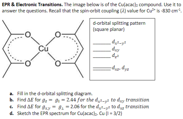 Solved EPR & Electronic Transitions. The image below is of | Chegg.com