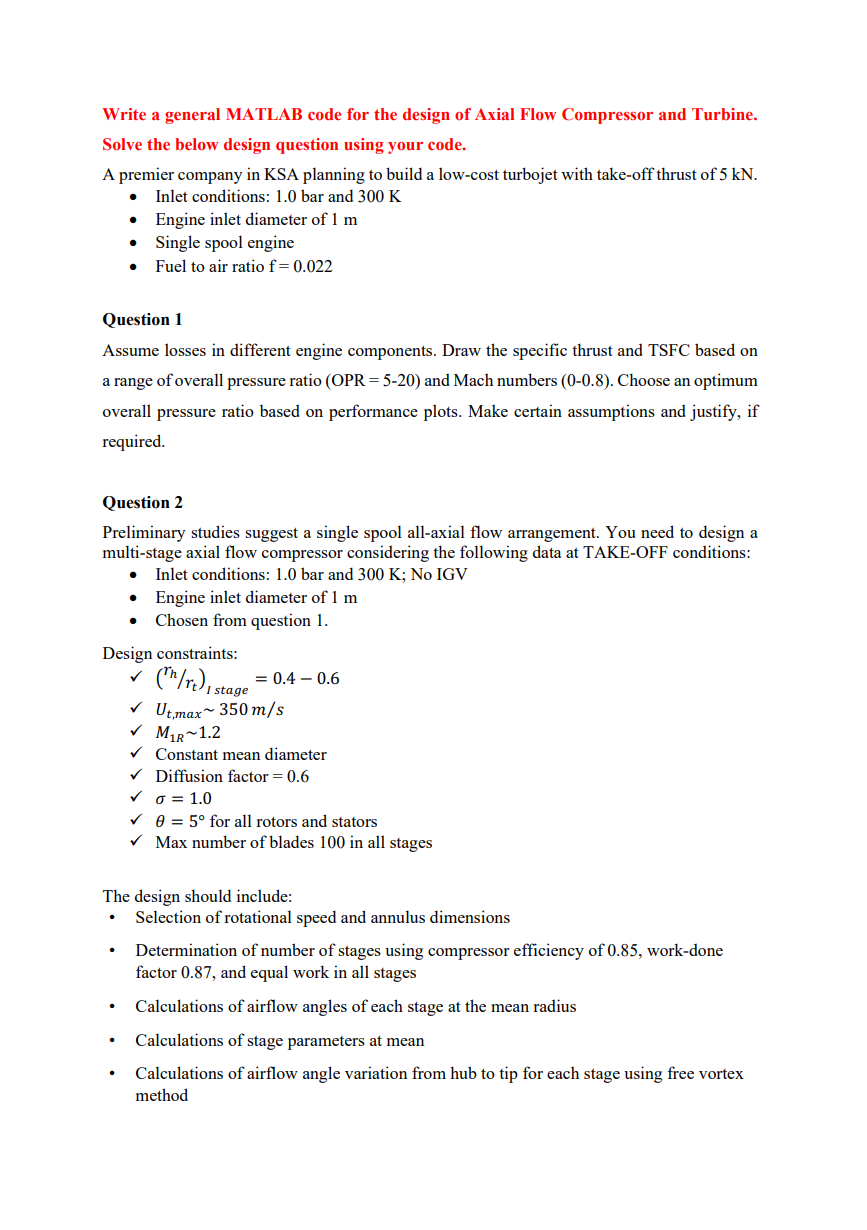 Solved Write a general MATLAB code for the design of Axial | Chegg.com