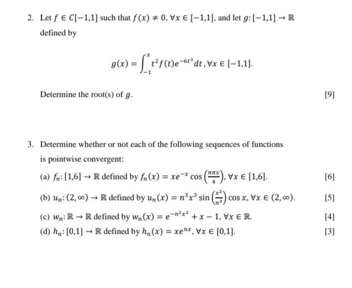 Solved 2 Let F E C 1 1 Such That F X 0 Vx 1 1 Chegg Com