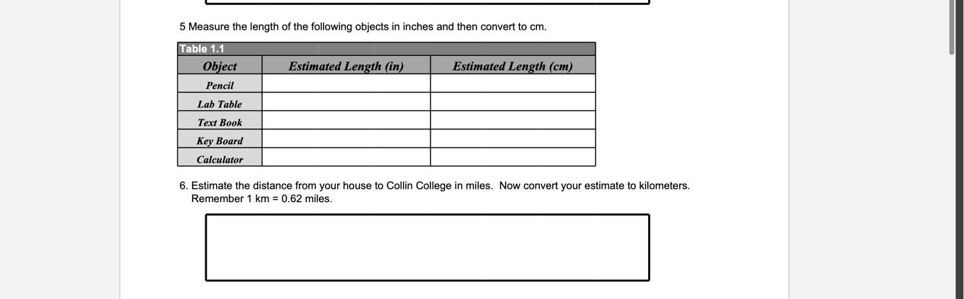 Solved 5 Measure the length of the following objects in | Chegg.com