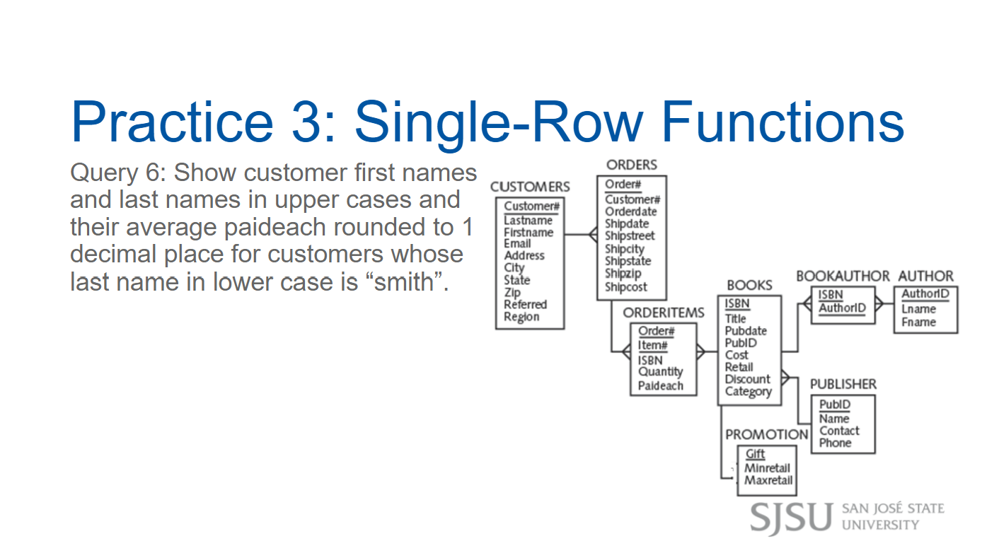 Solved practice 3 single row functions query 6 show chegg
