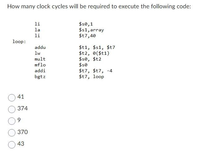 Solved How Many Clock Cycles Will Be Required To Execute The | Chegg.com