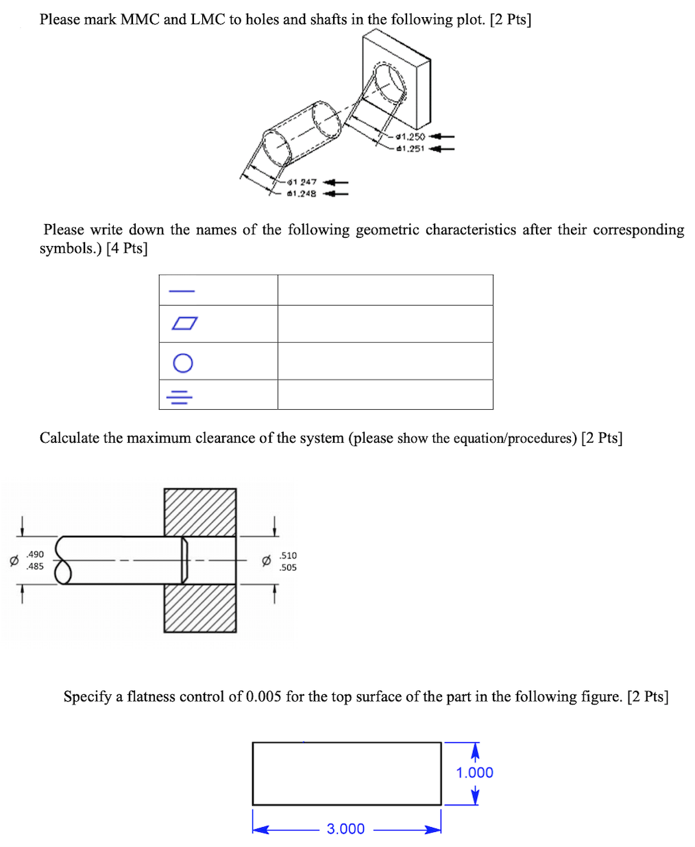 Solved Please mark MMC and LMC to holes and shafts in the | Chegg.com