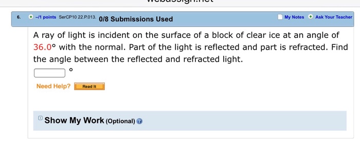 Solved A ray of light is incident on the surface of a block | Chegg.com