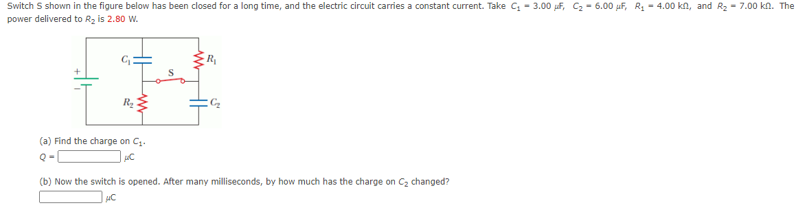 Solved Switch S shown in the figure below has been closed | Chegg.com