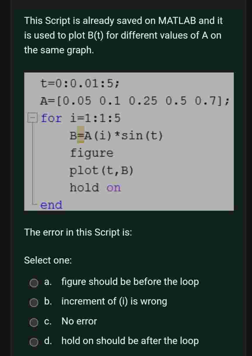 Solved This Script is already saved on MATLAB and itis used | Chegg.com