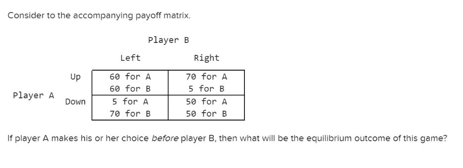 Solved Consider To The Accompanying Payoff Matrix. Player B | Chegg.com