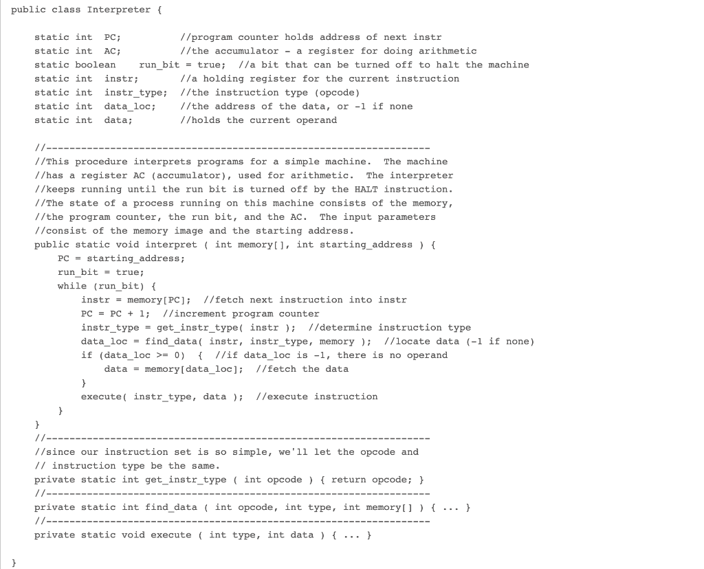 Solved public class Interpreter { static int PC; 1/program | Chegg.com