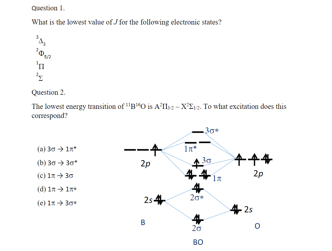 Solved Question 1. What is the lowest value of J for the | Chegg.com