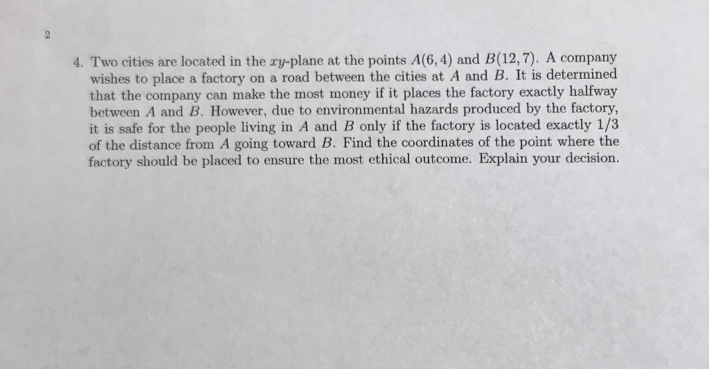 Solved 4. Two cities are located in the ry-plane at the | Chegg.com