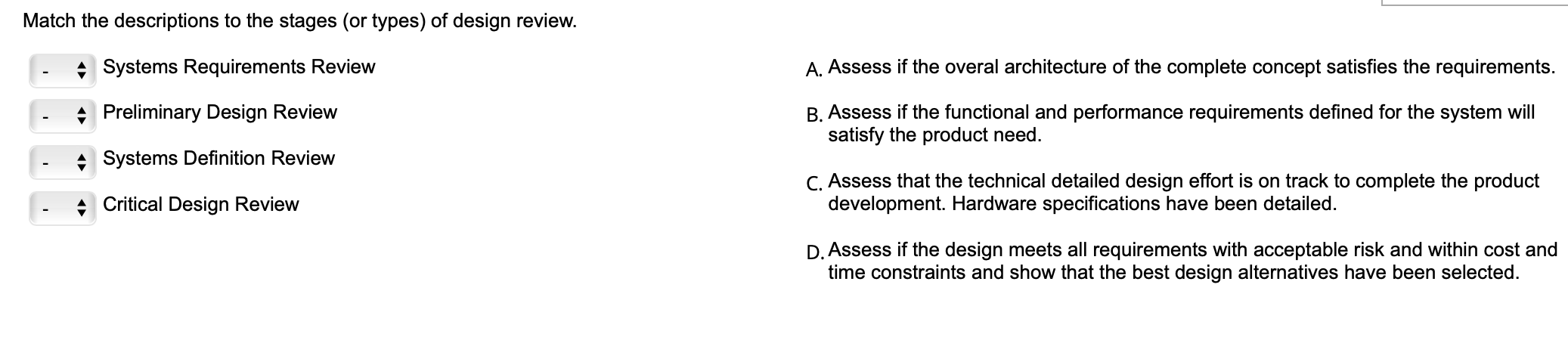 Solved Match the descriptions to the stages (or types) of | Chegg.com