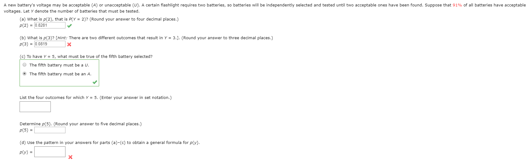 Solved A new battery's voltage may be acceptable (A) or