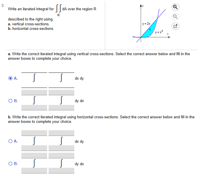 Solved 3. Write An Iterated Integral For D A Over The Region | Chegg.com