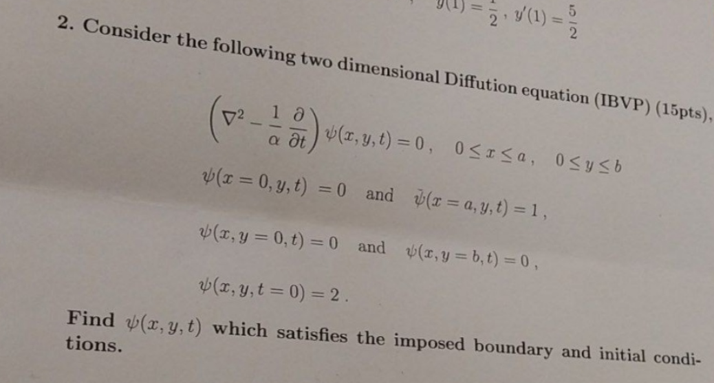 Solved 2. Consider the following two dimensional Diffution | Chegg.com